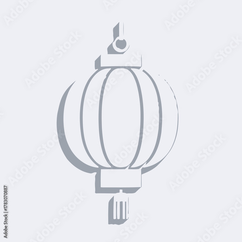 chinese lantern icon in paper-cut style 