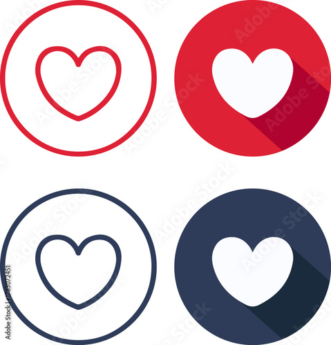 Heart Icon Set Love Health Social Media Vector.