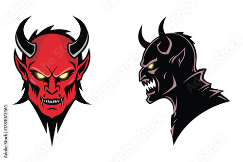 devil and demon heads with horns