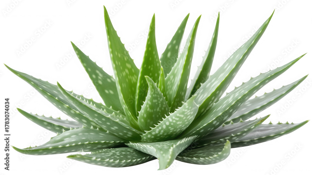 Fototapeta premium Aloe vera plant isolated on transparent background, a succulent species of aloe