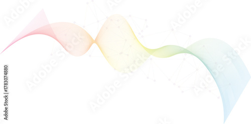 Abstract flowing light waves on a soft blue background