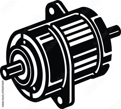 Industrial electric motor vector illustration mechanical machinery with shaft