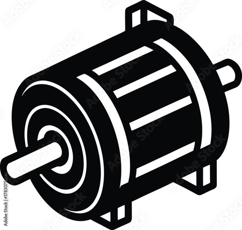 Industrial electric motor part flat icon design isolated on transparent background