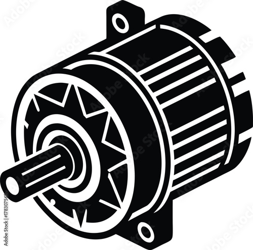 Industrial electric motor vector icon design isolated on transparent background