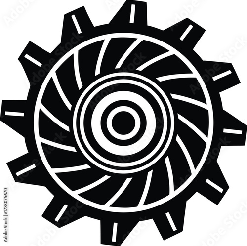 Industrial cogwheel gear part vector icon design isolated on transparent background