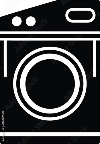 Washing machine appliance simple flat vector image on transparent background