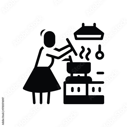 Black solid icon for safe cooking