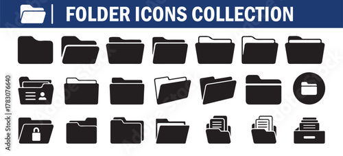 Folder icon set. File Management and Document Storage Symbols. vector Illustration eps 10