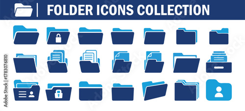 File folder icon set Collection. Office and Business Folder Icon Set. Vector Illustration eps 10