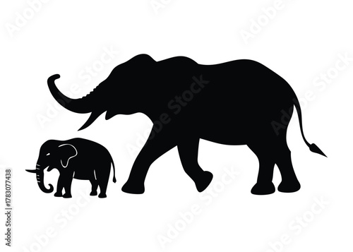 Adorable african elephant mother gently guides her young calf across a grassy savanna landscape symbolizing family and nature s beauty