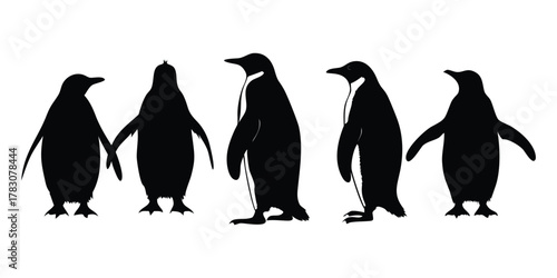 Charming penguin silhouette illustration capturing the essence of arctic wildlife and winter themes