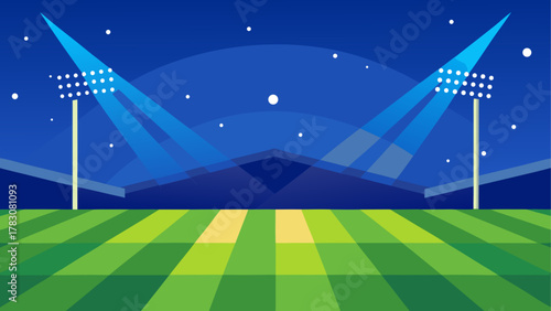 Cricket stadium illuminated at night time