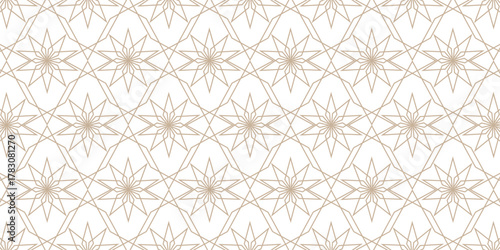 abstract gold white line. geometric star shaped texture background. traditional pattern. retro styled concept.