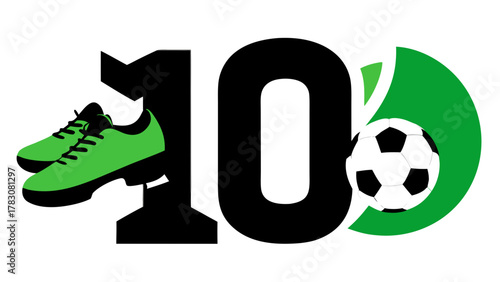 Green shoes and soccer ball with number ten