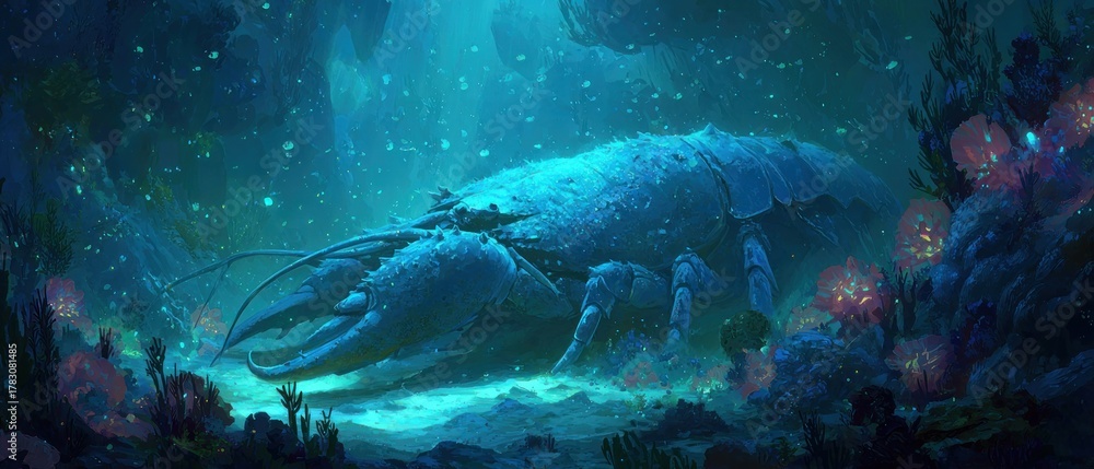 Fototapeta premium Giant lobster underwater scene