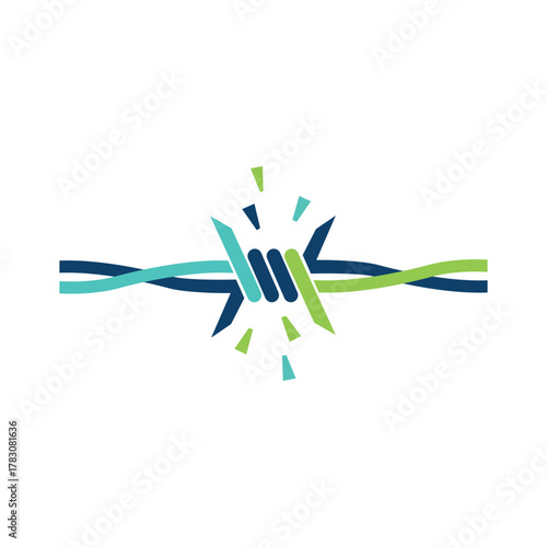 Minimalist Broken Barbed Wire Flat Vector Icon for Liberation and Breaking Limits