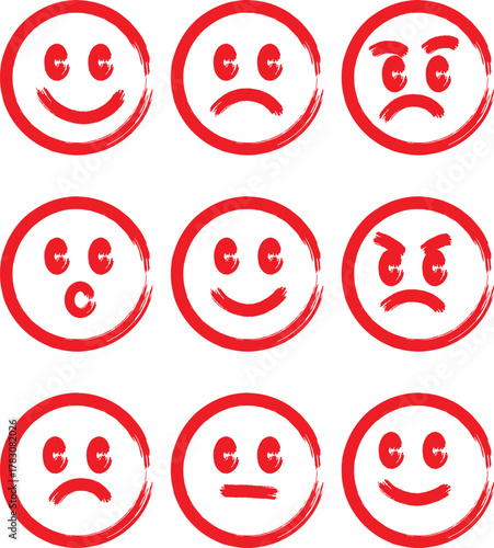 set of smile face line art vector.