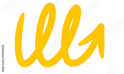 Yellow Curved Up Arrow Sketch Illustration