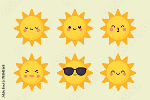 cute sun emoticon bundle collection