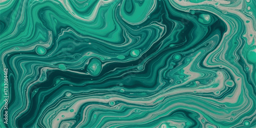 Abstract green and white liquid marble texture background.