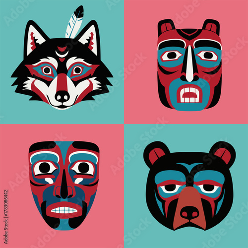 illustration vector graphic of native american mask