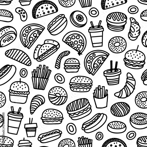 seamless background with mixed world foods