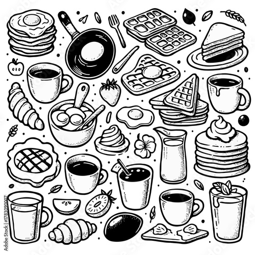 food and drink seamless pattern