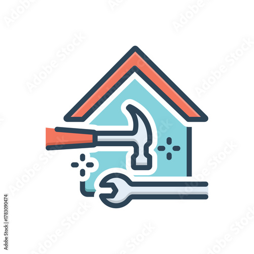 Color illustration icon for home repair