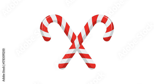 Two Candy Canes Crossed on a White Background.