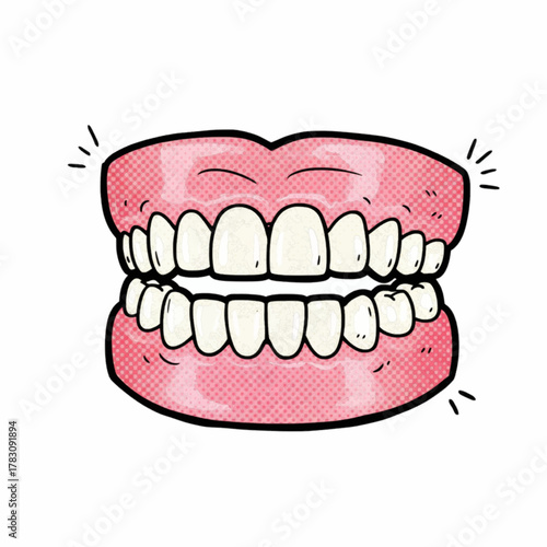 Cartoon Dentures Illustration Dental Health Comic Style