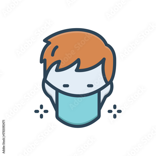 Color illustration icon for dust mask