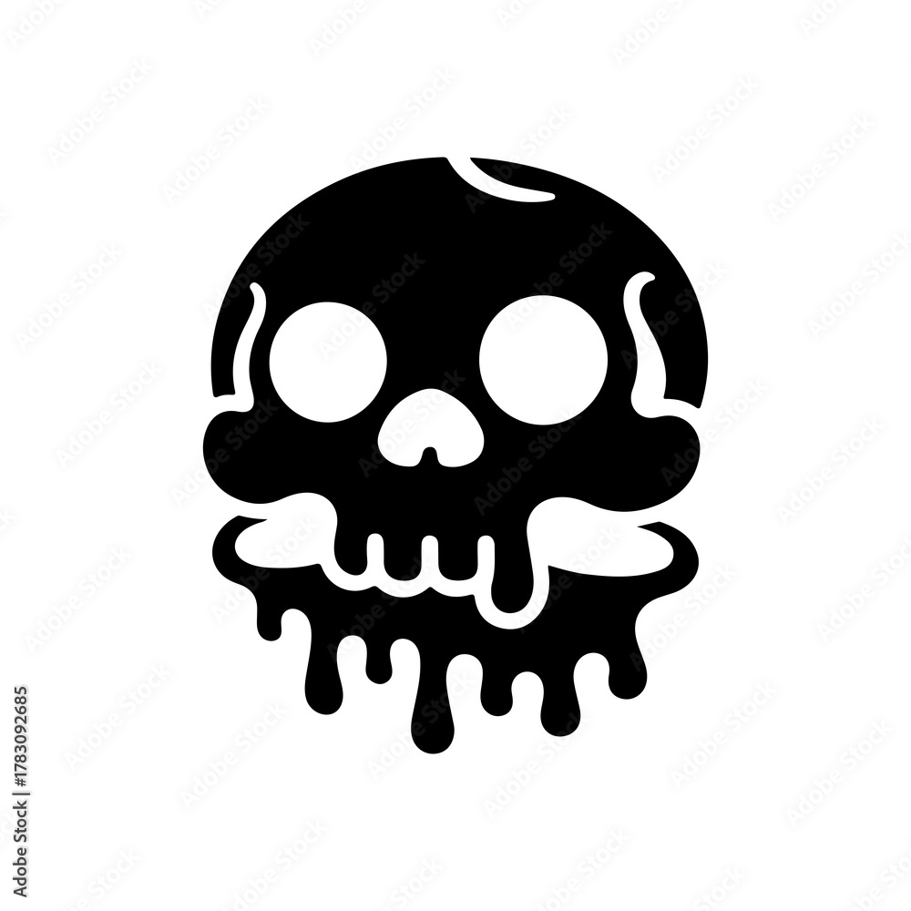 Fototapeta premium Silhouette of a teddy bear melting dripping skull vector illustration.