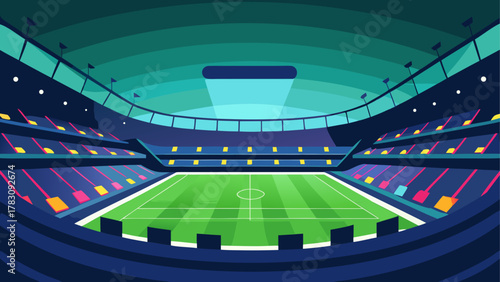 Cartoon stadium with field and seating area