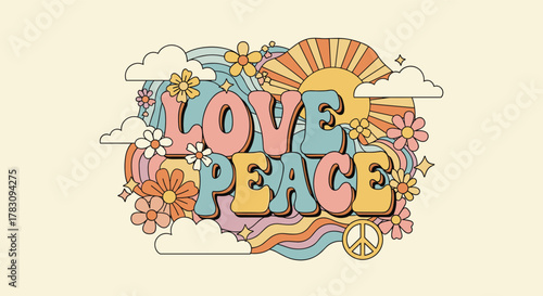 Retro groovy illustration with \.