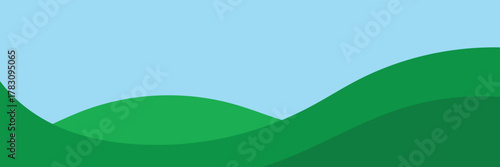 Simple green hill landscape, hills mountains, landscape nature outdoors .vector illustration. EPS 10 .