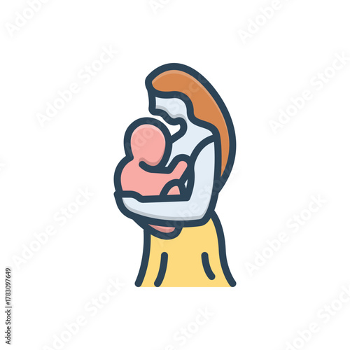 Color illustration icon for newborn care