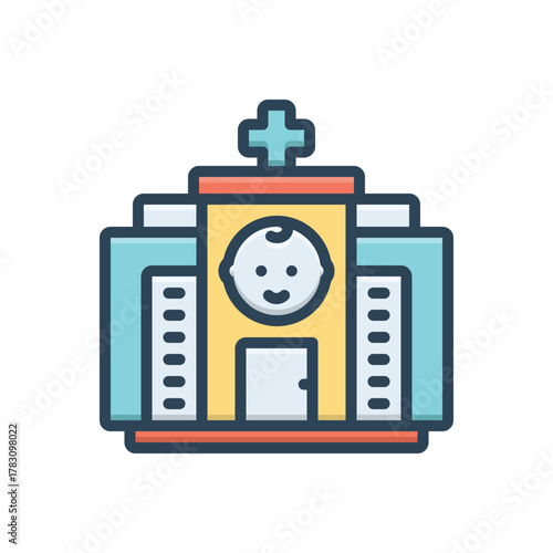 Color illustration icon for pediatric clinic