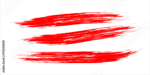 modern.Three Red Brush Strokes Across White Background—Bold Abstract Art for Modern Design