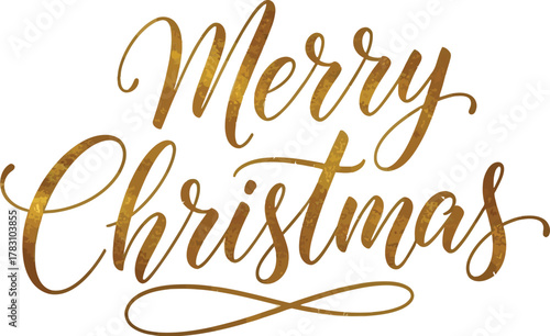 Merry christmas golden calligraphy text on a white background