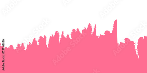 Dark pink doodle melting liquid substance border isolated on white background. modern