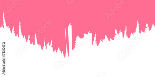 Grunge pink doodle melting liquid substance border isolated on white background. art