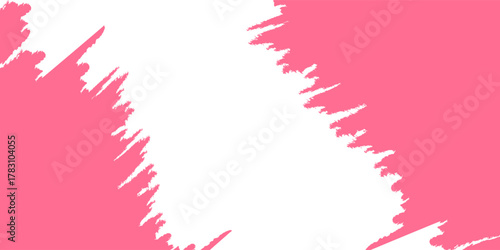 Grunge pink doodle melting liquid substance border isolated on white background. art