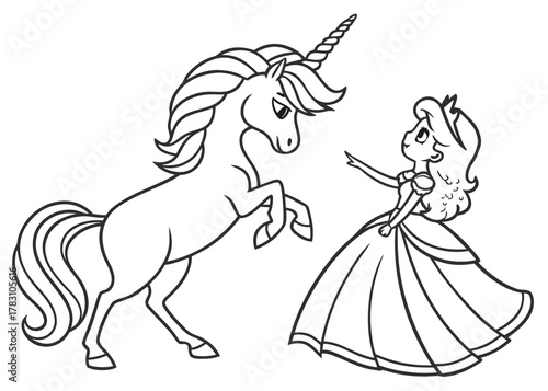 Unicorn Princess Coloring Page for Kids