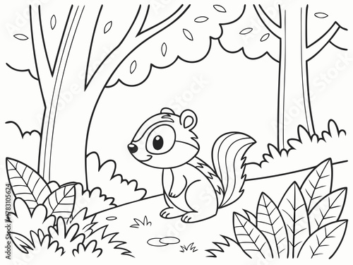 Woodland Chipmunk Coloring Activity for Kids