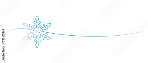 Continuous one line drawing. Winter Christmas holiday snowflake decoration. Vector illustration. Eps10
