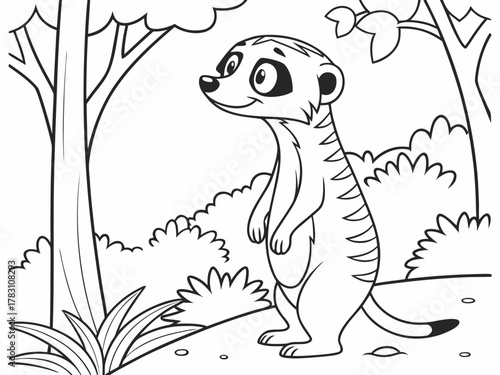 Meerkat Coloring Page - Wildlife Outline Fun