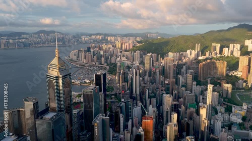 Wallpaper Mural Wanchai and Causway Bay Golden Hour Hong Kong aerial Torontodigital.ca