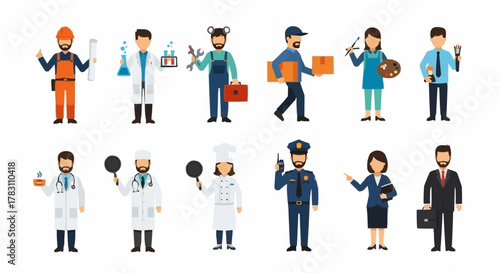 Diverse Group of Professionals Representing Various Occupations and Careers.