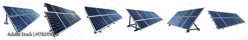 Solar Panels in Various Positions Showcasing Renewable Energy Technology, isolated on transparent background