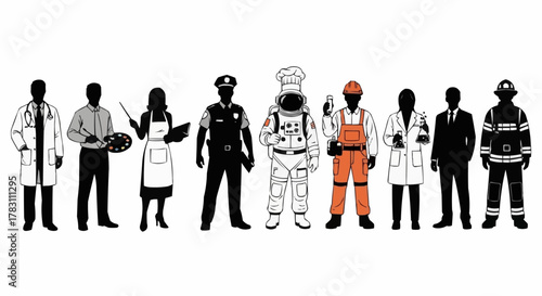 Diverse Group of Professionals Representing Various Occupations and Careers.